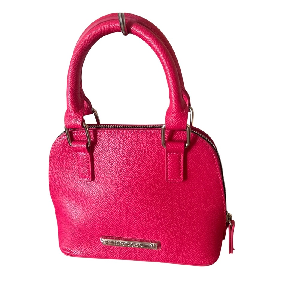 Betsey Johnson Women's Mini Dome Satchel Bag Hot Pink Floral Lining - Picture 3 of 12